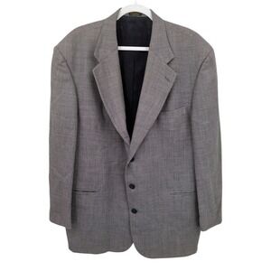 Oscar de la Renta Men's 100% Wool Grey Herringbone 2-Button Blazer Jacket 48L